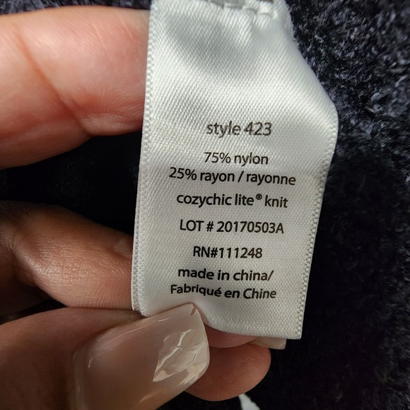 Barefoot Dreams Cozychic Lite Circle Cardi Womens Medium Black Cardigan Sweater - Picture 7 of 9